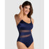 Padded One-Piece Shaping Swimsuit with Mesh Stripes