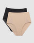 2 Pack High Waist Light Shaping Brief With Mesh