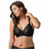 Ava Underwire Scalloped Lace Bra with Wide Straps-Black