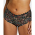 Arum Mosaic Mid-Rise Lace Brief-Black Background Floral Print