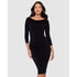 Rory 3/4 Sleeve Boat Neckline Bodycon Shaping Dress
