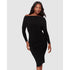 Niki Off Shoulder Boat Neck Long Sleeve Shaping Dress