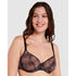 So Pure Fantaisy Sustainable Tulle Wired Full Cup Bra-Print Black & Nude Palms
