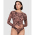 Printed Viscose Boat Neck Long Sleeve Bodysuit
