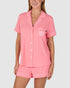 Modal Button Up Short Sleeve Short Pyjama Set with Embroidery