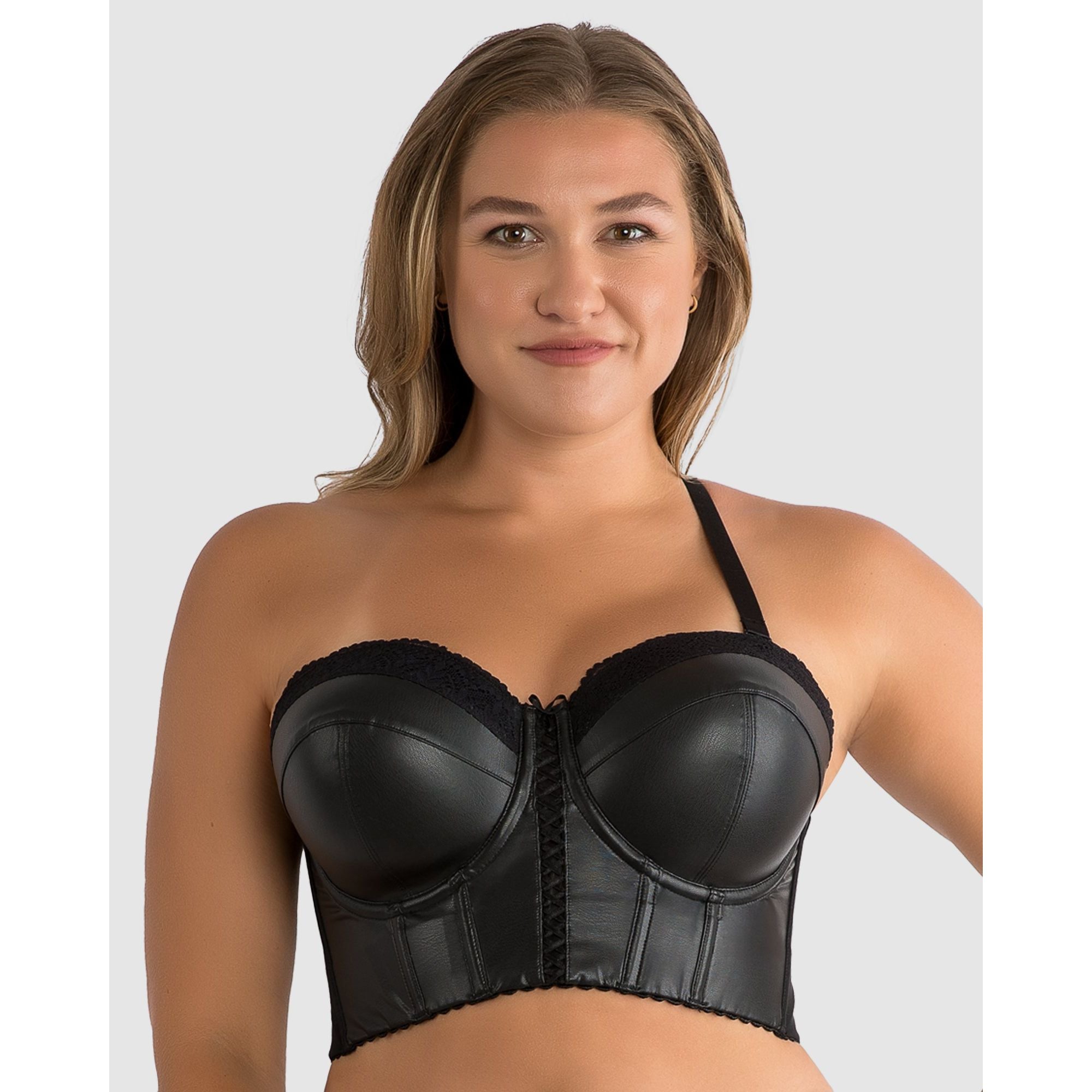 Buy Stevie Faux Leather Longline Bustier Bra Top - Parfait | Style