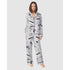 Logo Print Cotton Jersey Button Up Long Sleeve Long Pyjama Set