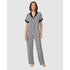 Logo Print Viscose Jersey Button Up Short Sleeve Long Pyjama Set