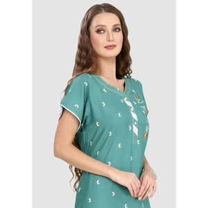 100% Rayon Button Up Neckline Long Nighty - Style Gallery