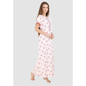 Long Floral Print Pure Cotton Nighty - Style Gallery