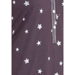 Long V-Neck Star Print Pure Cotton Nighty - Style Gallery