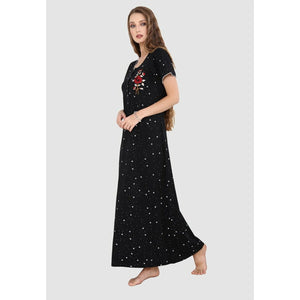Long Floral Embroidery Pure Cotton Nighty - Style Gallery