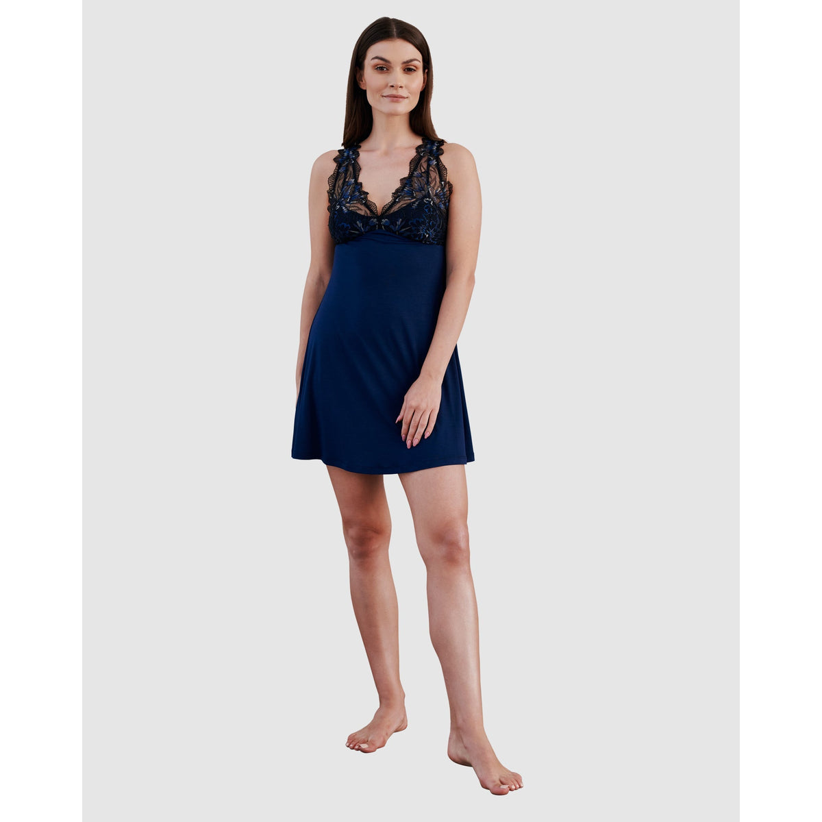 Short Viscose & Lace Nightie with Bust Support