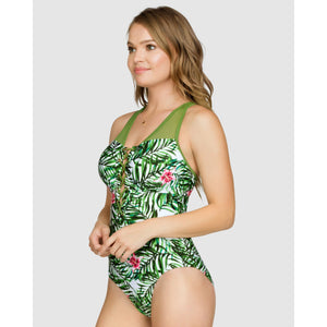 Passion Moulded Cup Lace Up One-Piece Swimsuit - Style Gallery