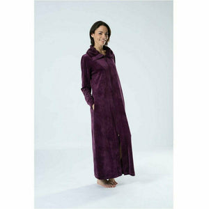 Aspen Long Zip-Up Women's Bamboo Velour Robe - Style Gallery