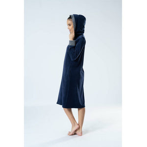 Denver Cotton Velour Hooded Knee-Length Zip-Up Robe - Style Gallery